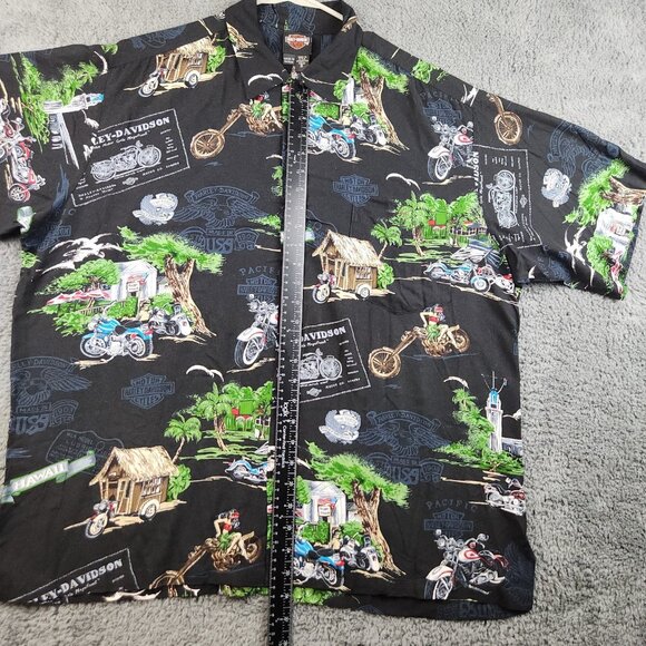 Harley-Davidson Men's XL Hawaiian Button Shirt Pacific Harley Print Hawaii Made - Picture 4 of 10